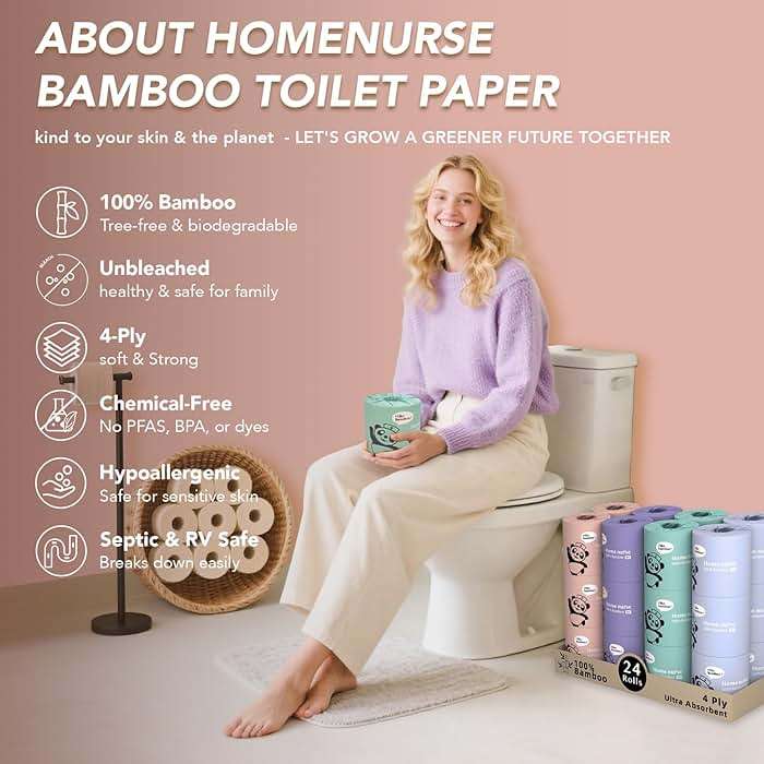 Home Nurse 4-Ply Bamboo Toilet Paper 24 Rolls – Macaron, Family Use | Unbleached, Unscented, Lint-free, Dissolves in ~30 sec, Septic & RV Safe, Strong For Everyday Family Use - Image 2