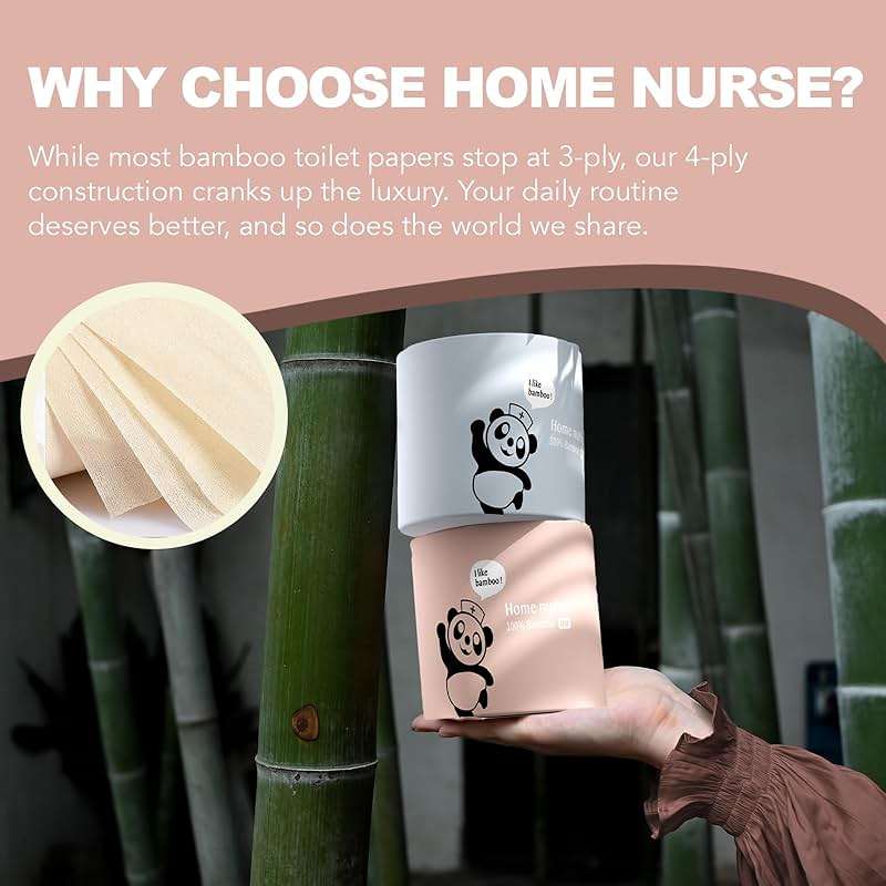 Home Nurse 4-Ply Bamboo Toilet Paper 24 Rolls – Macaron, Family Use | Unbleached, Unscented, Lint-free, Dissolves in ~30 sec, Septic & RV Safe, Strong For Everyday Family Use - Image 4