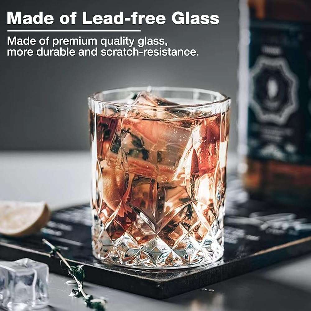 Hlukana Luxury Box Old Fashioned Whiskey Glasses Set of 4, 11 OZ Cocktail Glasses, Bourbon Rocks Scotch Glasses, Barware for Scotch Rum Vodka Liquor, Gifts for Men Father Grandfather Boss - Image 6