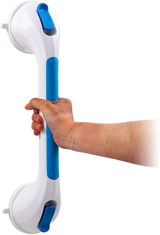 TAILI 16 Inch Suction Cup Grab Bars for Bathroom & Shower, Heavy Duty Bathtub Grip, Grey & Blue - Image 4