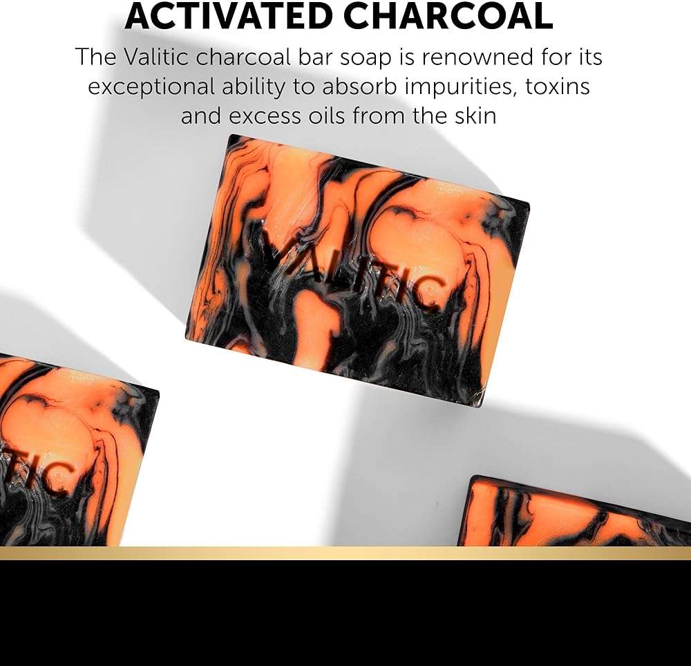 VALITIC Charcoal Kojic Acid Turmeric Black Soap Bar Dark Spot Remover for Body or Face Wash - 2 Pack - Image 7