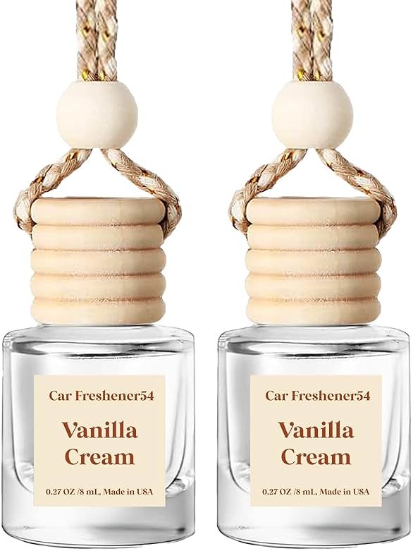 HoogaLife Car Air Freshener Diffuser 2 Pack Hanging Air Freshener Diffuser - Vanilla Cream Fragrance Oil Air D iffuser for Car, 45+ days Long Lasting Fragrance Made in USA C ar Air Fresheners (V54) - Product Image