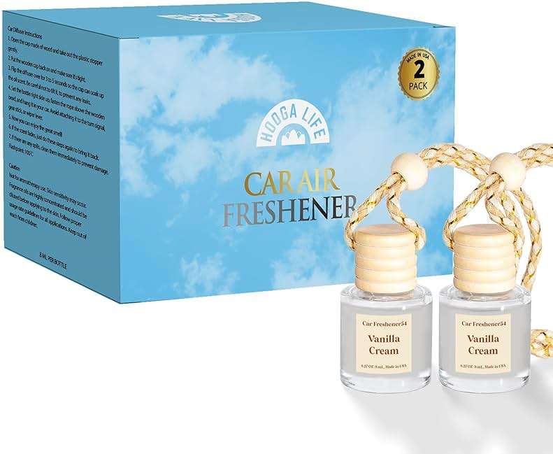 HoogaLife Car Air Freshener Diffuser 2 Pack Hanging Air Freshener Diffuser - Vanilla Cream Fragrance Oil Air D iffuser for Car, 45+ days Long Lasting Fragrance Made in USA C ar Air Fresheners (V54) - Image 7