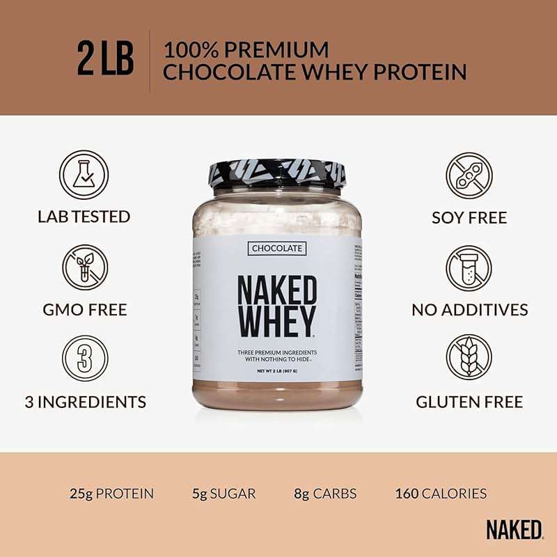 NAKED Whey Chocolate Protein Powder - Only 3 Ingredients - Grass Fed Whey Protein Powder, Organic Chocolate and Organic Coconut Sugar, No GMO, No Soy, and Gluten Free - 24 Servings - Image 3