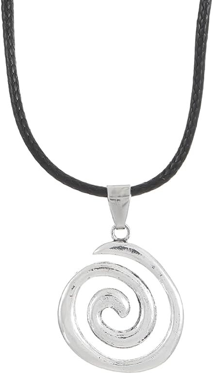 QLUYCKW Cyberpunk Swirl Spiral Necklace Goth Boho Hippie Trendy Silver Plated Large Silver Spiral Mosquito Repellent Shaped Statement Pendant Necklace Fashion Jewelry Gifts for Women - Product Image