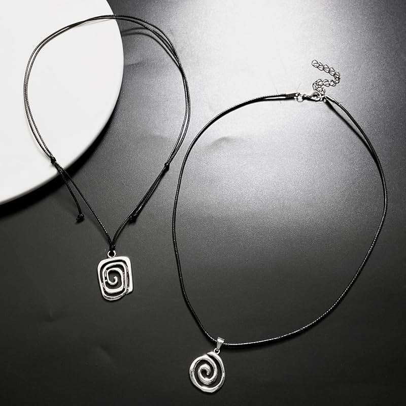 QLUYCKW Cyberpunk Swirl Spiral Necklace Goth Boho Hippie Trendy Silver Plated Large Silver Spiral Mosquito Repellent Shaped Statement Pendant Necklace Fashion Jewelry Gifts for Women - Image 6