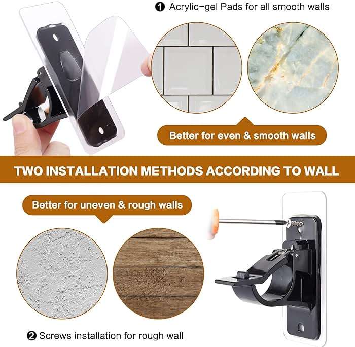 MUAKIOY No Drill Curtain Rod Brackets, (10 Pack) Heavy Duty Self Adhesive Curtain Rod Holders, Adjustable Curtains Hooks for 0.5-1.18 Inch Poles, Black Curtain Hangers Mounting for Bedroom Kitchen - Image 7