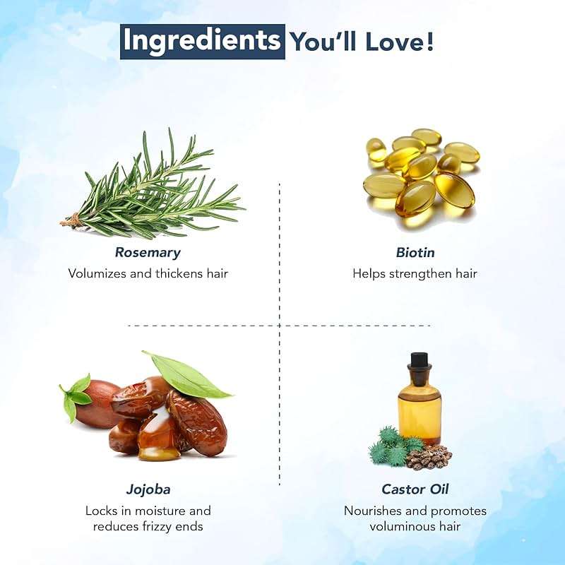 Botanic Hearth 100% Pure Rosemary Oil For Hair Growth Infused With Biotin | Hair Strenghtening Treatment | Nourishing & Volumizing | With Jojoba Oil & Castor Oil | Non GMO Verified | 2 fl oz, Blue - Image 5