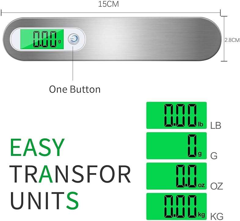 Rechargeable Digital Travel Scale with Strap for Luggage Suitcase Baggage Weighing, Weight Max up to 110 Lbs/50kg & LCD Display Screen Design,USB Type-C Port (Silver) - Image 2