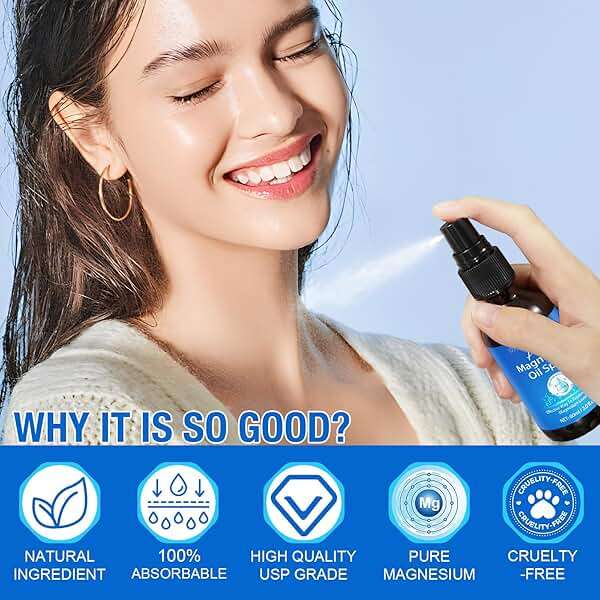 Magnesium Spray, Pure Magnesium Oil Spray for Feet, Natural Ingredient in Glass Bottle, Easy to Absorb and Use 1Pack - Image 4