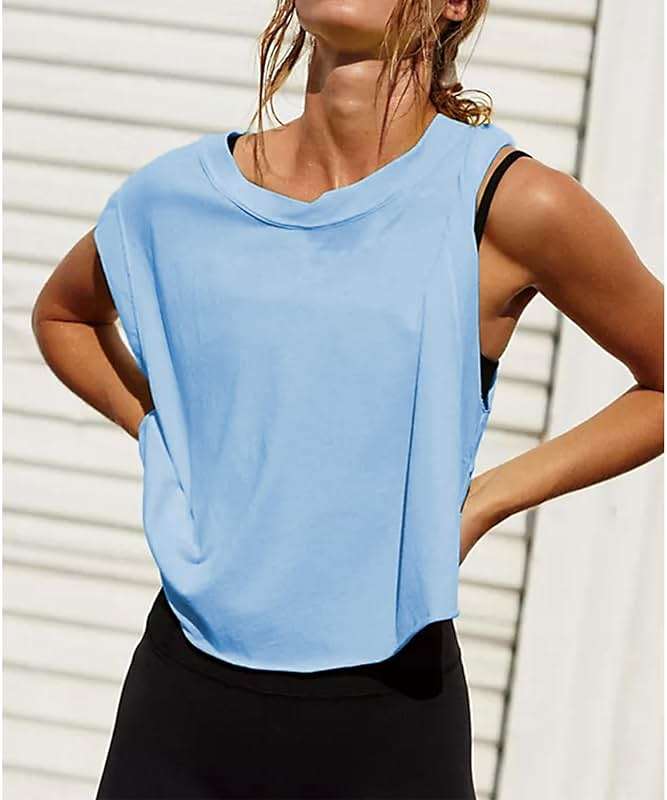 Ainangua Oversized Tank Top for Women Sleeveless Athletic Cropped Activewear Workout Yoga Gym Tops - Image 5