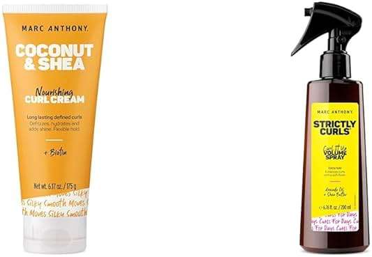 Marc Anthony Curl Cream & Volume Spray Bundle - Coconut Oil & Shea Butter Anti-Frizz Biotin Detangling Cream, Avocado Oil & Shea Butter Volume Boost Spray - Image 1