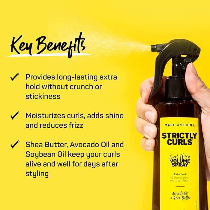 Marc Anthony Curl Cream & Volume Spray Bundle - Coconut Oil & Shea Butter Anti-Frizz Biotin Detangling Cream, Avocado Oil & Shea Butter Volume Boost Spray - Image 6