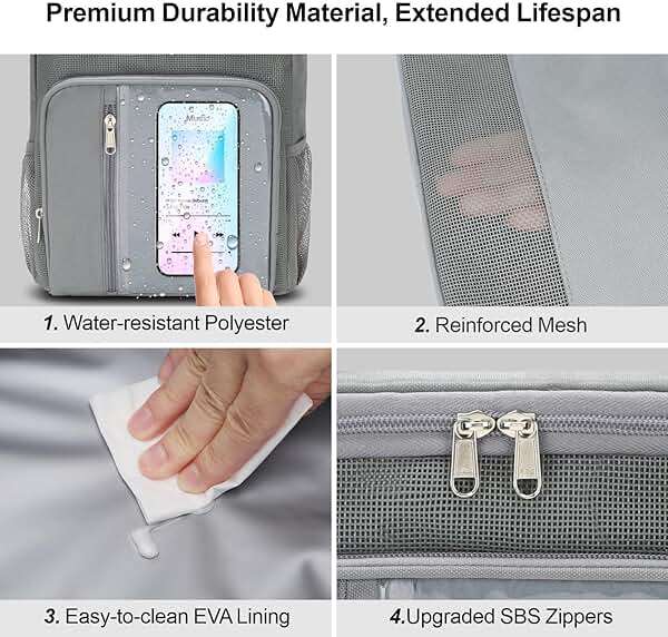 F-color Shower Caddy Portable for College Dorm Essentials - Large Hanging Sturdy Handle Toiletry Tote Bag with Hook, Multiple Pockets, Quick Dry Organizer for Camping, Travel, Gym, Grey - Image 5