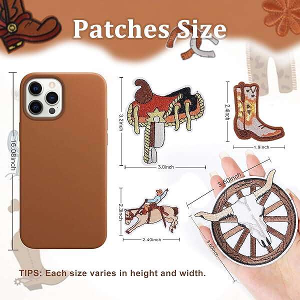 Western Embroidered Iron On Patches for Hats: Meneng 45Pcs Cowboy Sew On Applique Patches for Jackets Backpacks Clothing - Vintage Embroidery Patch for DIY Accessories - Image 3