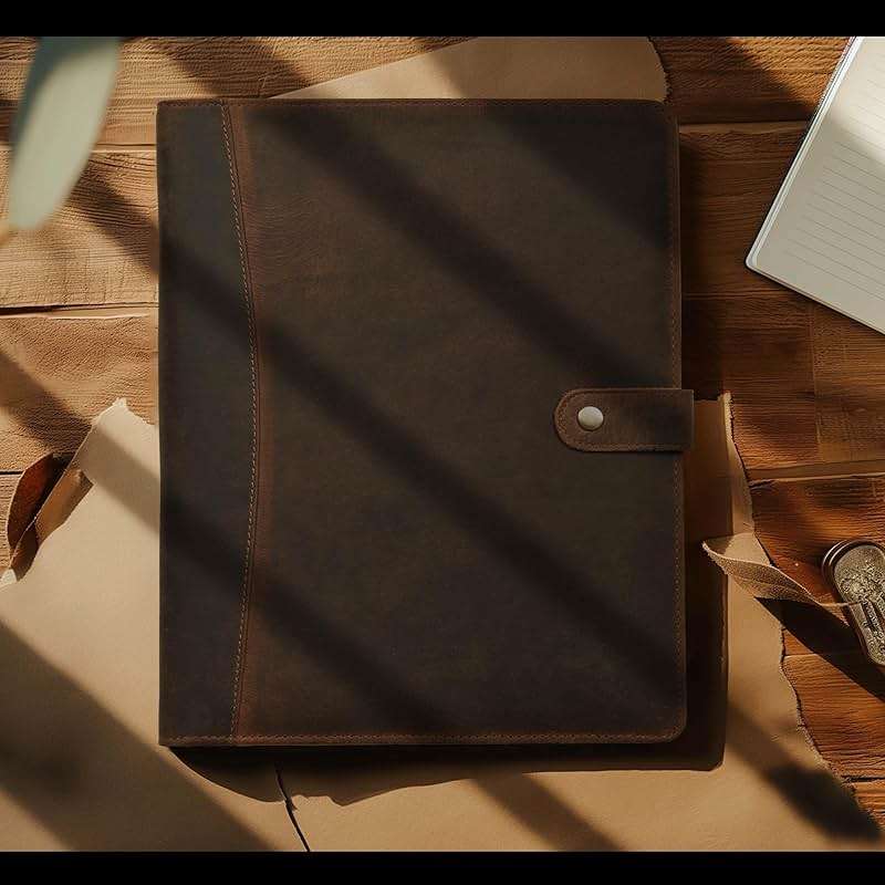 Leather Village Leather Portfolio Organizer - Professional Business Padfolio for Men & Women - Stylish Document Card Holder, Resume Folder, Folio for A4/Letter Size Writing Legal Pad, Brown - Image 7