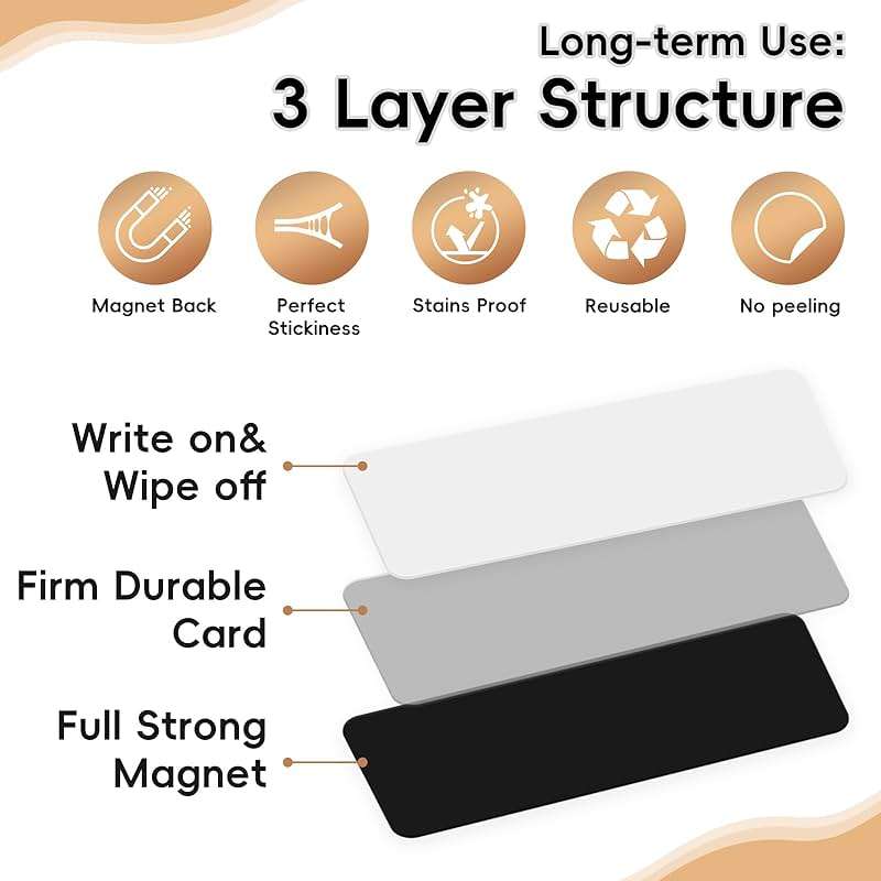 48 Pieces White Magnetic Dry Erase Labels,Real Reusable Strips for Classroom Home Office Garage Refrigerator Blank Writable Erasable Cards Colored Border Name Tags Students Locker Shelf - Image 5