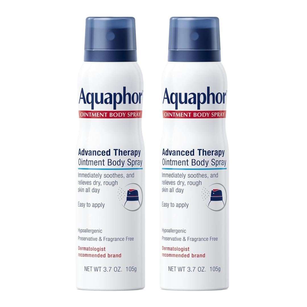 Aquaphor Advanced Therapy Ointment Body Spray, Fragrance Free, Hypoallergenic, Spray Moisturizer for Dry Skin, Moisturizes and Heals Dry, Rough Skin, 3.7 Oz Can (Pack of 2) - Image 1