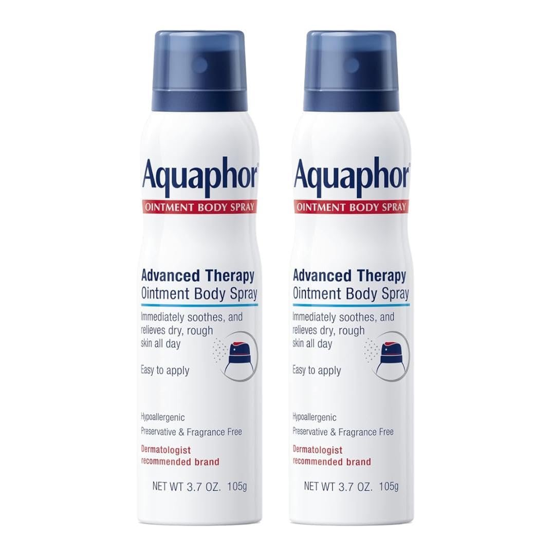 Aquaphor Advanced Therapy Ointment Body Spray, Fragrance Free, Hypoallergenic, Spray Moisturizer for Dry Skin, Moisturizes and Heals Dry, Rough Skin, 3.7 Oz Can (Pack of 2) - Product Image