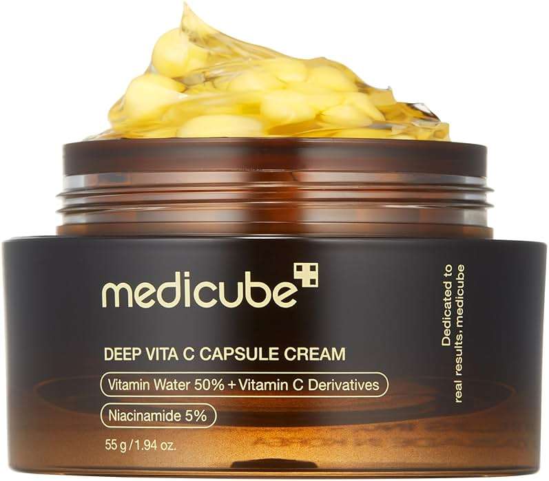 medicube Capsule Cream with Deep Vitamin C | Liposome Vitamin C Golden Capsule for Radiance & Firm-Looking Skin | Hydrating Glow Gel Texture | Korean Skincare, 1.94 oz - Image 1