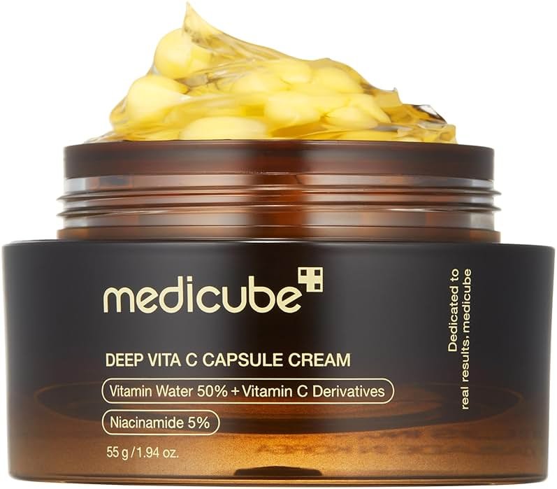 medicube Capsule Cream with Deep Vitamin C | Liposome Vitamin C Golden Capsule for Radiance & Firm-Looking Skin | Hydrating Glow Gel Texture | Korean Skincare, 1.94 oz - Product Image
