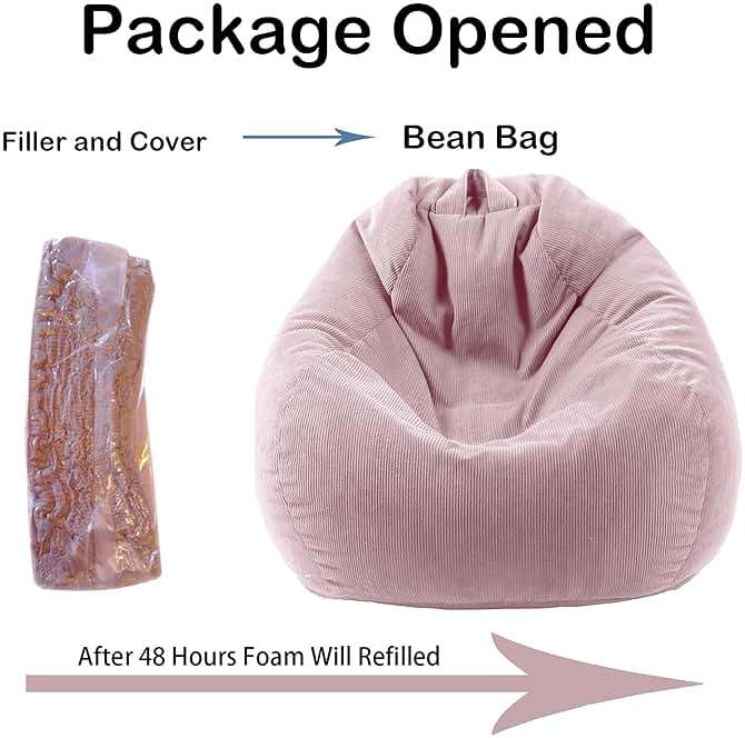 LPMOERA Bean Bag Chair Memory Foam Bean Bag Chairs for Kids/Teens with Filling Round Kids Bean Bag Chair for Living Room Bedroom College Dorm Reading Chair Pink - Image 5