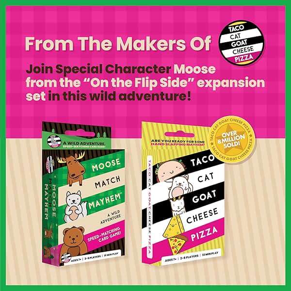 Moose Match Mayhem - by Taco Cat Goat Cheese Pizza – A Wild Adventure, Speed-Matching Card Game! Easy, Fast and Fun for Family Game Night for Kids Ages 7+, Teens, Adults - Image 7