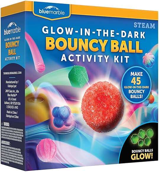 Blue Marble Bouncy Ball Science Kit - Make Up to 45 Glow in The Dark Bouncy Balls for Kids with 6 Colors & 5 Mold Shapes, DIY STEM Projects, Science Kit, Kids Science Projects - Image 1