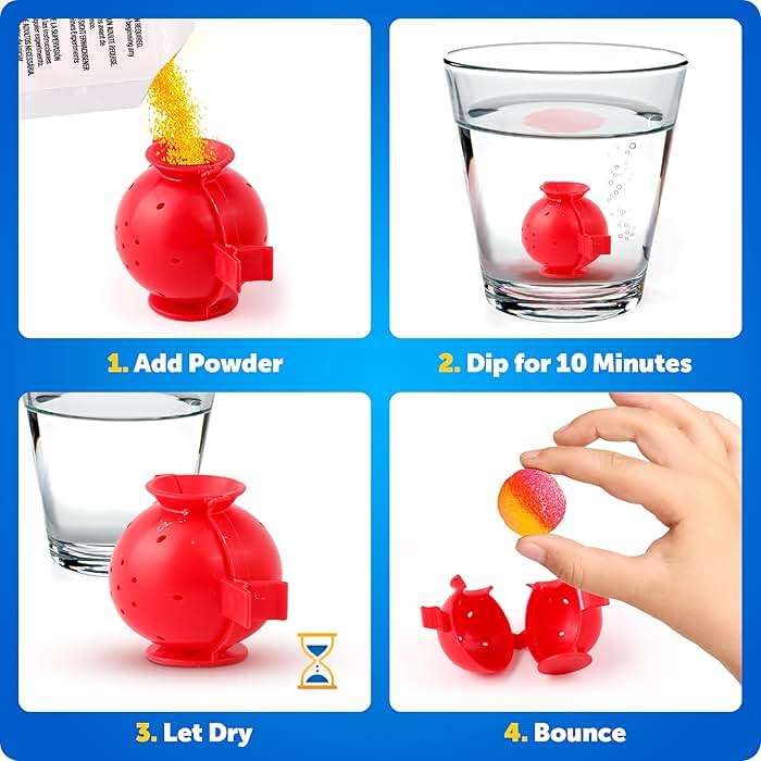 Blue Marble Bouncy Ball Science Kit - Make Up to 45 Glow in The Dark Bouncy Balls for Kids with 6 Colors & 5 Mold Shapes, DIY STEM Projects, Science Kit, Kids Science Projects - Image 3