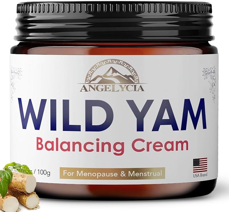 ANGELYCIA Organic Wild Yam Cream for Hormone Balance - Natural Support for Menopause, Perimenopause & PMS Relief - Pure Wild Yam Root Extract Estrogen-Free Balancing Cream for Women - 2 oz - Product Image