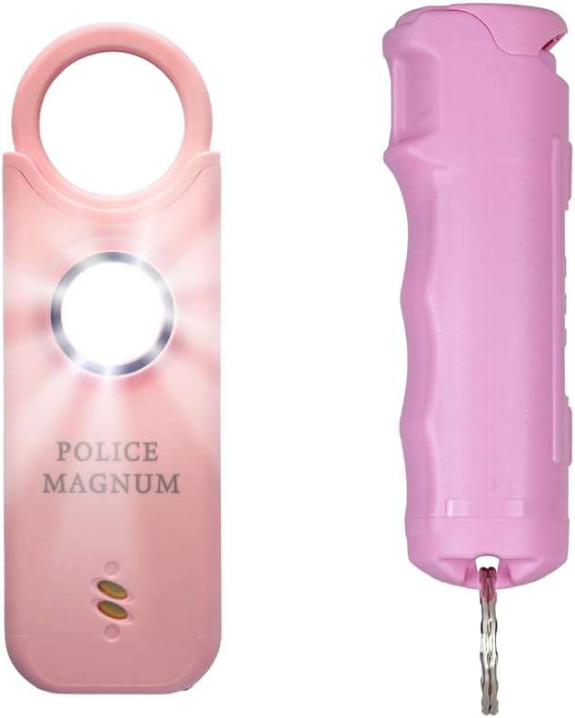 Police Magnum Personal Safety Alarm & Pepper Spray Combo Self Defense Pack for Women- Loud 135db Siren with Light & Max Strength Flip Top Pepper Spray Protection - Image 1