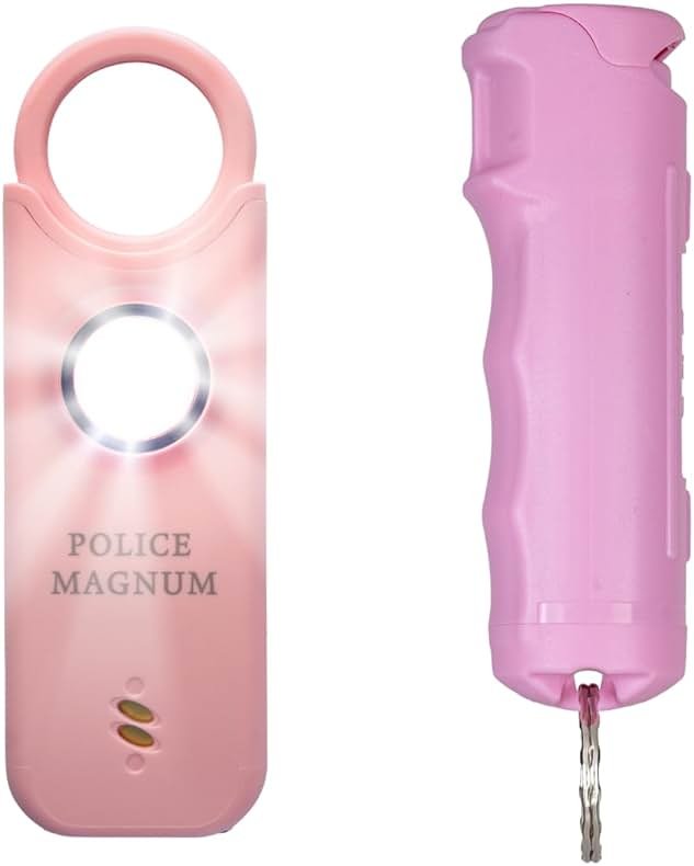 Police Magnum Personal Safety Alarm & Pepper Spray Combo Self Defense Pack for Women- Loud 135db Siren with Light & Max Strength Flip Top Pepper Spray Protection - Product Image