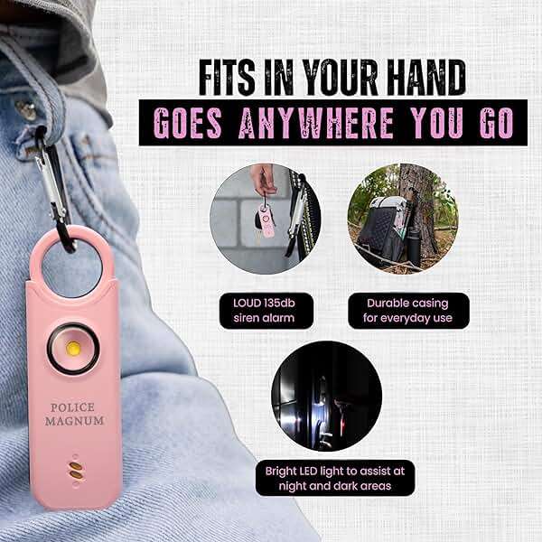 Police Magnum Personal Safety Alarm & Pepper Spray Combo Self Defense Pack for Women- Loud 135db Siren with Light & Max Strength Flip Top Pepper Spray Protection - Image 3