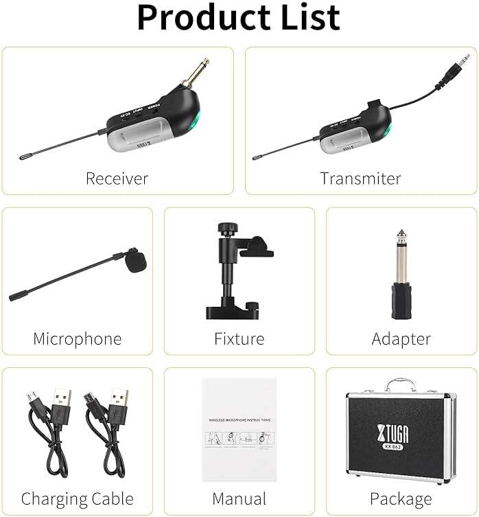 XTUGA UHF Violin Microphone System, Wireless Violin Pickup, 147Ft Range, Clip-on Mic Receiver and Transmitter System for Violin Gooseneck Instrument Ukelele Perfomance (KX862) - Image 7