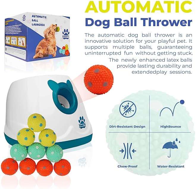 Pawsito Automatic Dog Ball Launcher for Medium and Small Size Dogs, Interactive Fetch Machine for Indoor and Outdoor Play with 10 PCS Latex Balls, Dual Power Mode Ball Thrower, Dog Toy - Image 4