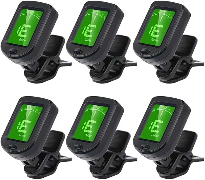 SNHOHIAK Guitar Tuner Clip on Tuner for Ukulele, Guitar, Bass, Mandolin (6PACK) - Product Image