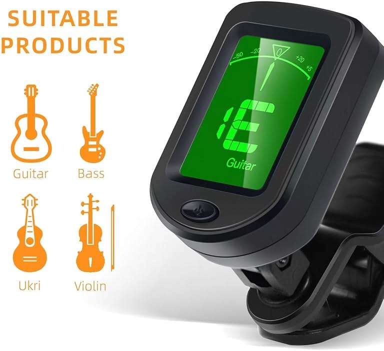 SNHOHIAK Guitar Tuner Clip on Tuner for Ukulele, Guitar, Bass, Mandolin (6PACK) - Image 3