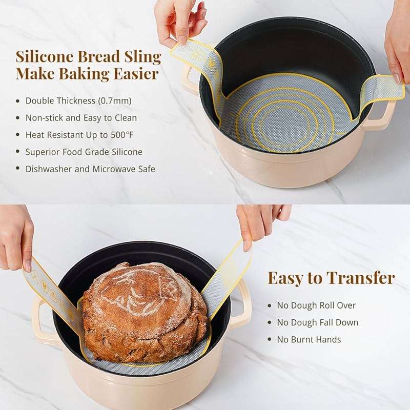 Sourdough Starter Kit, Banneton Bread Proofing Baskets Set, Sourdough Bread Baking Supplies Making Tools with Dough Scraper, Whisk, Bread Lame, Recipe - Image 3