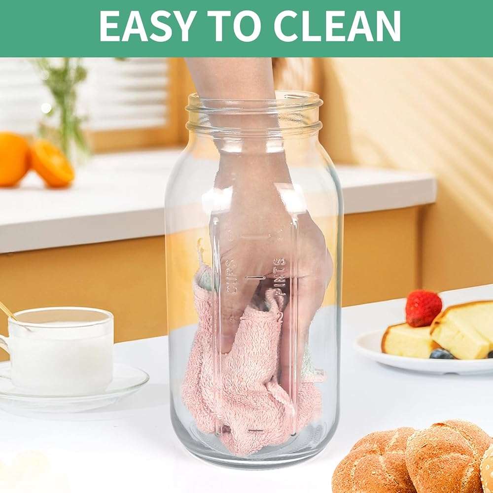 TISEMENT 64oz Sourdough Starter Kit,Pro Extra Large Capacity Sourdough Starter Jar Glass with Silicone Spatula,Thermometer,Feeding Band,Great Sourdough Bread Baking Supplies & Baking Gifts for Women. - Image 2