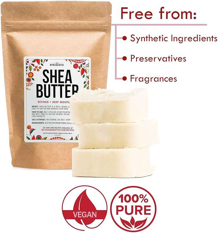 Refined Shea Butter Unscented - 100% Pure African Shea Butter for Hair & Dry Skin - Use for Soap Base, Face & Body Moisturizer, for DIY Whipped Body Butter & Lip Balm 1 LB Bar - Image 6