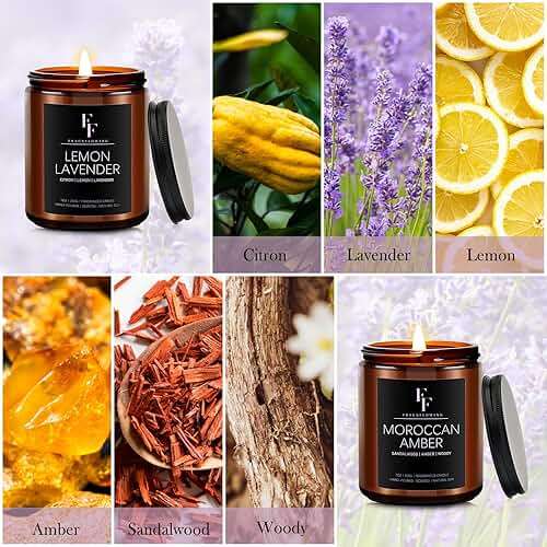 Scented Candles for Home Scented Aromatherapy Candles, 4 Pack 28 Oz Soy Wax Candle Gift Set Valentine's Day Gift for Women Men (Lavender/Vanilla//Sandalwood Rose/Moroccan Amber) - Image 2