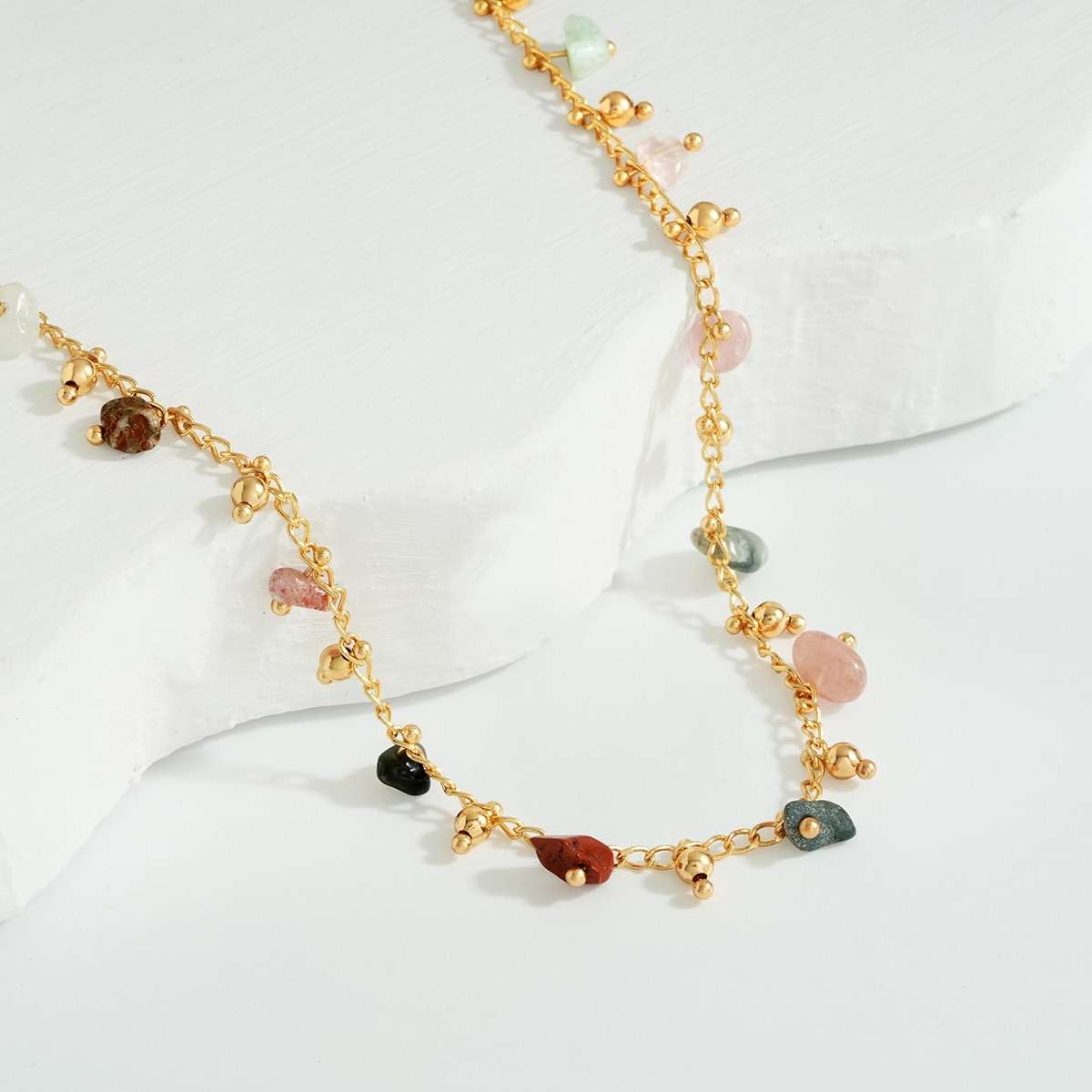 MTMY Beaded Necklaces for Women 14K Gold Plated Dainty Colorful Green/Rose Beaded Pearl Choker Necklace Delicate Boho Choker Necklace Jewelry Gift - Image 5