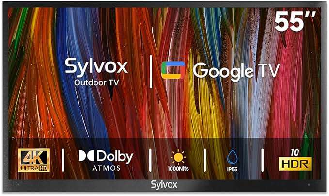 SYLVOX Outdoor TV, 55 inch Smart TV Waterproof Outdoor TVs, 4K Weatherproof Television for Outside, Support Google Assistant, Chromecast, 1000 nit Brightness Partial Sun (Deck Pro 2.0/2024) - Image 2