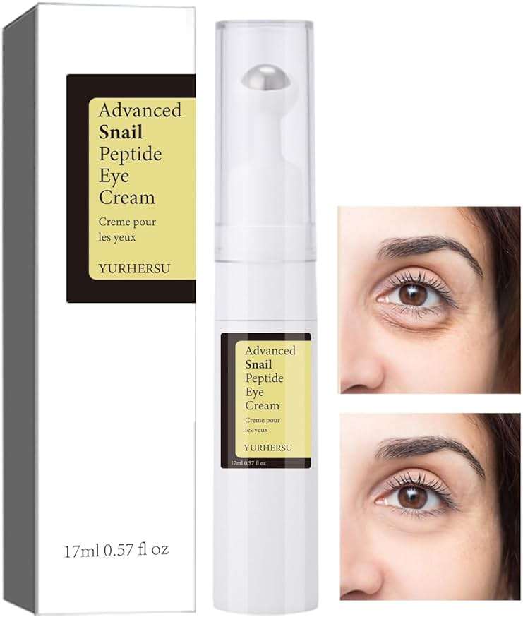 ELCHHIRSCH Snail Peptide Under Eye Cream with 73% Snail Mucin & 2% Nicotinamide for Dark Circles, Puffiness & Wrinkles, with 360° Massaging Roller Ball, 0.57 fl oz - Image 1