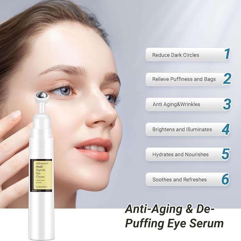 ELCHHIRSCH Snail Peptide Under Eye Cream with 73% Snail Mucin & 2% Nicotinamide for Dark Circles, Puffiness & Wrinkles, with 360° Massaging Roller Ball, 0.57 fl oz - Image 2