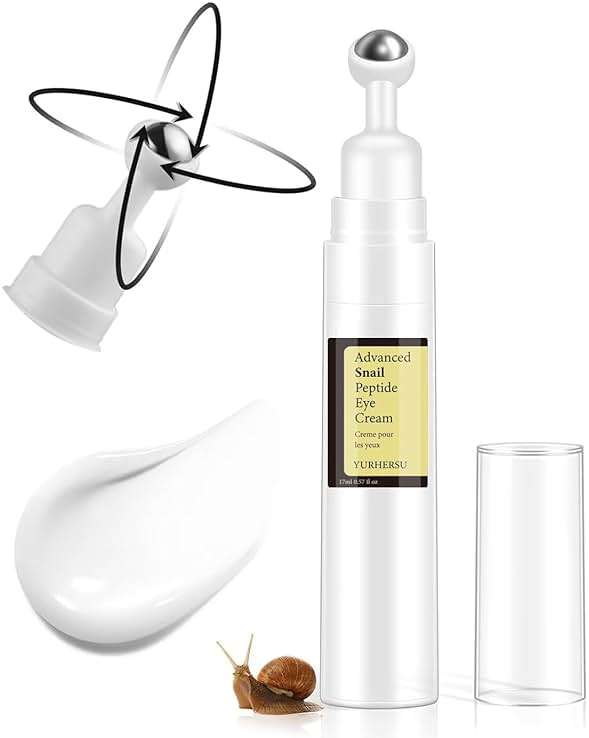ELCHHIRSCH Snail Peptide Under Eye Cream with 73% Snail Mucin & 2% Nicotinamide for Dark Circles, Puffiness & Wrinkles, with 360° Massaging Roller Ball, 0.57 fl oz - Image 3