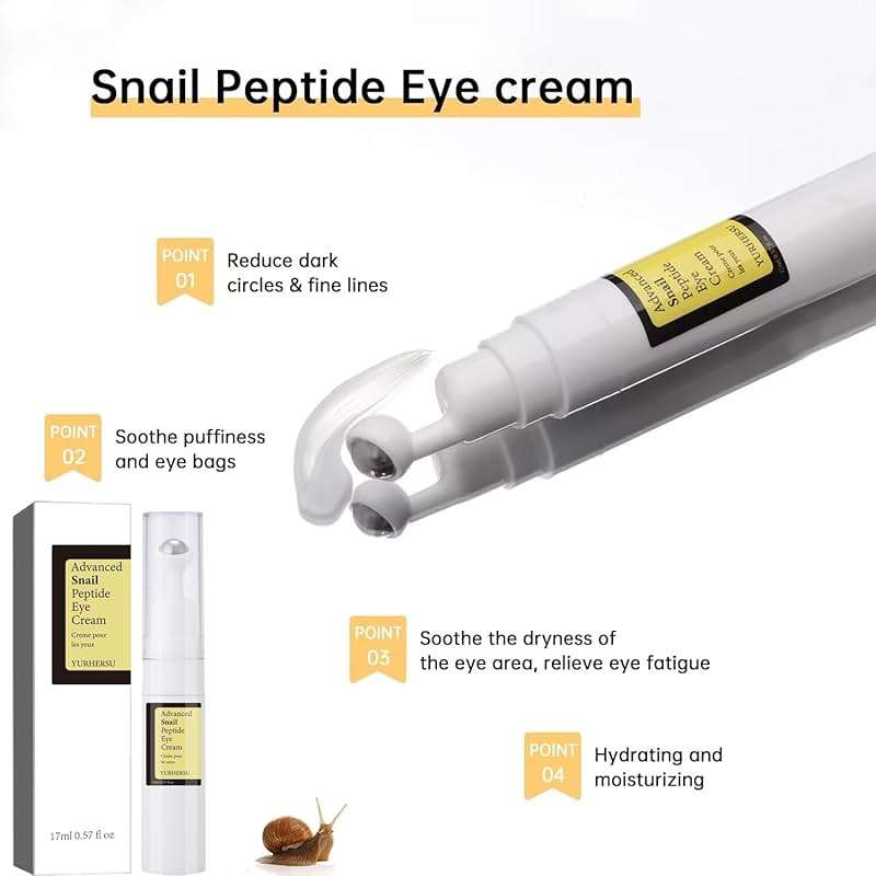 ELCHHIRSCH Snail Peptide Under Eye Cream with 73% Snail Mucin & 2% Nicotinamide for Dark Circles, Puffiness & Wrinkles, with 360° Massaging Roller Ball, 0.57 fl oz - Image 4