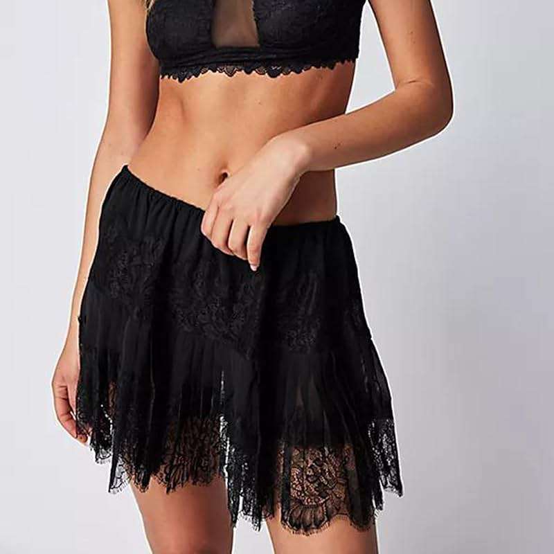 Lace Mini Skirts for Women Ruffle Pleated Low Rise Floral Short Skirts Y2k A-line Layered Half Slip Skirt - Image 4