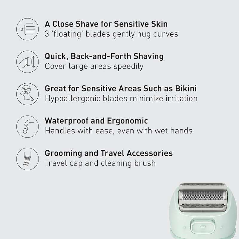 Panasonic Electric Bikini Trimmer, Women's Waterproof, Full-Body Cordless Electric Razors for Women with Bikini Attachments, 3 Hypoallergenic Blades, for Travel, Shower and Everyday Use - ES-AWL6AG - Image 2