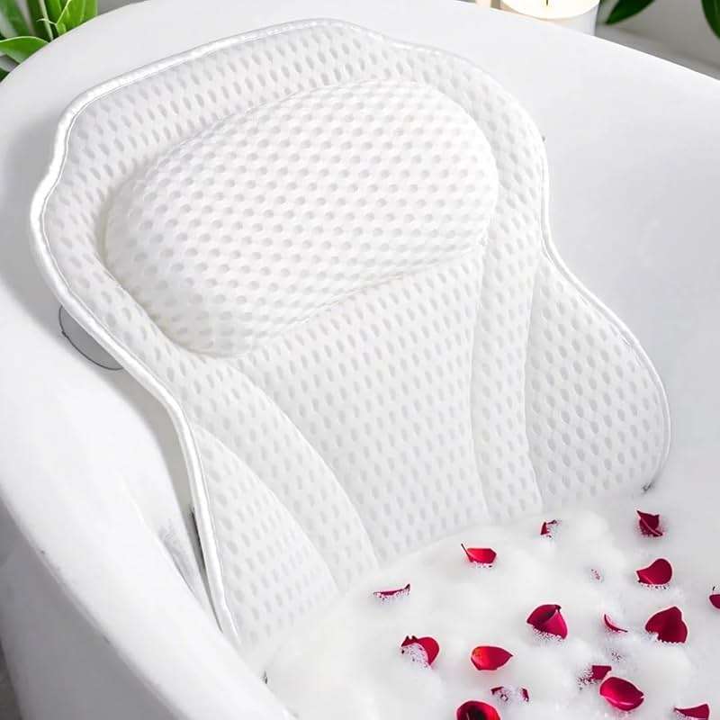 Bath Pillow Luxury Bathtub Pillow, 4D Bath Tub Pillows for Head, Neck and Back Support, Tub Pillow for Bathtub with 6 Non-Slip Suction Cups, Relaxing Bath Accessories Spa Gifts - Image 1